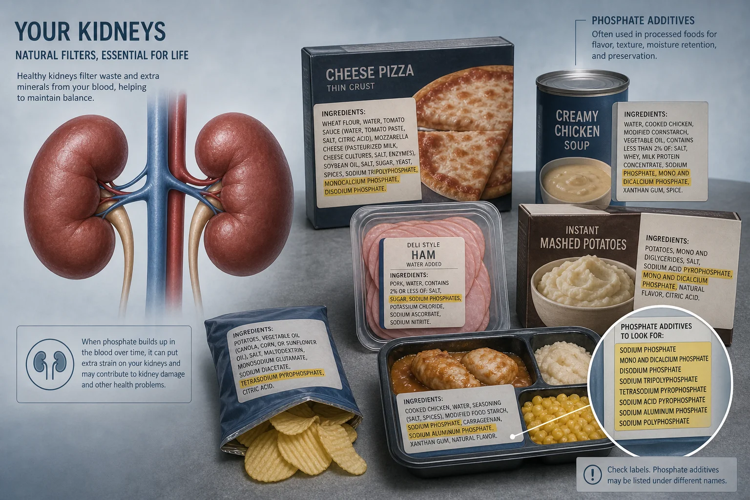 Kidney Disease Dietary Guide: Phosphate Additives, Potassium Chloride, and the E-Number Loophole