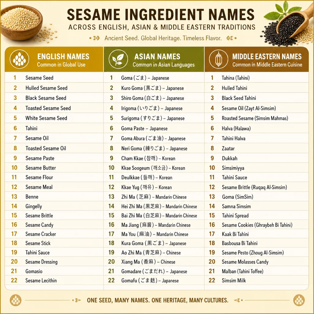 Every Hidden Name for Sesame on a Food Label