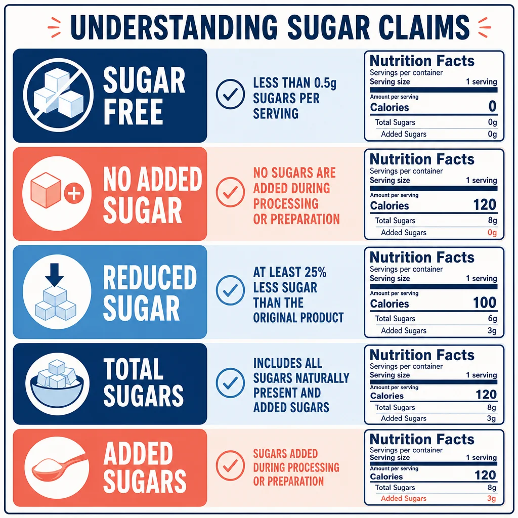 Sugar Free and No Added Sugar Are Different Claims