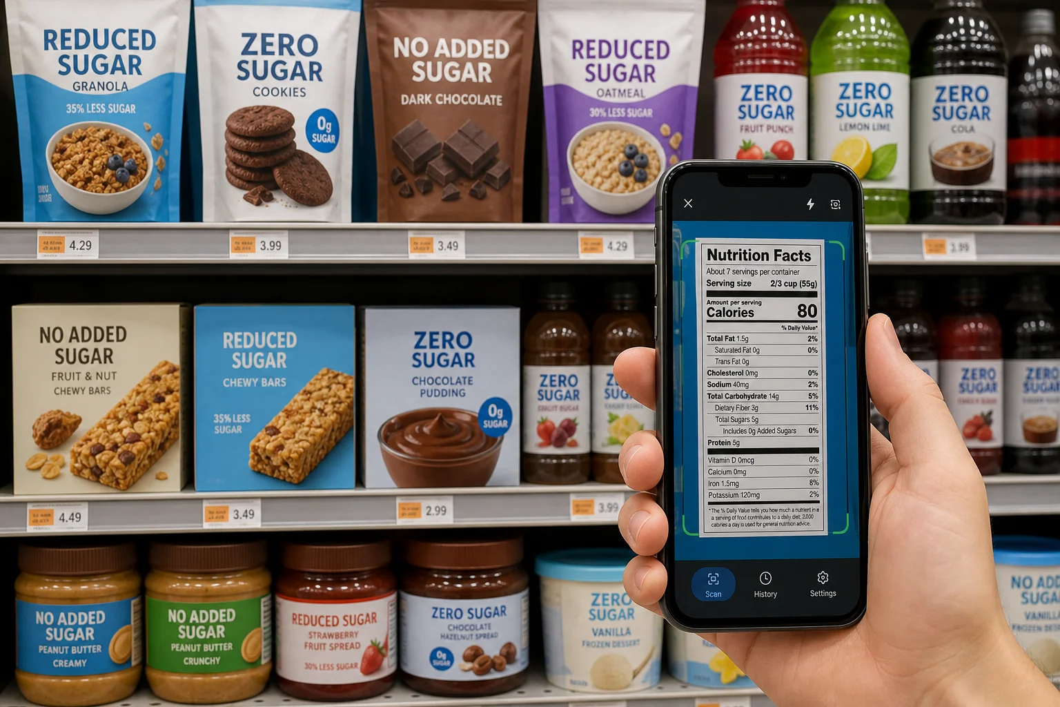 Sugar-Free and No Added Sugar Scanner: Read Claims the Right Way